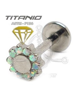 Labret titanio ROSCA INTERNA - Flor ópalo