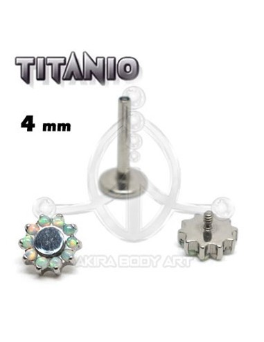 Labret titanio ROSCA INTERNA - Flor ópalo