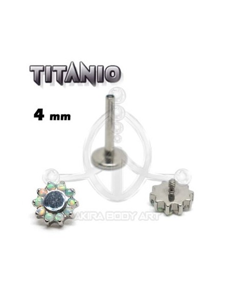 Labret titanio ROSCA INTERNA - Flor ópalo