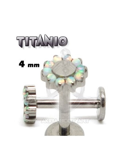 Labret titanio ROSCA INTERNA - Flor ópalo