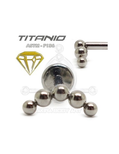 Labret Luna- 5 Bolas (Titanio Rosca interna)