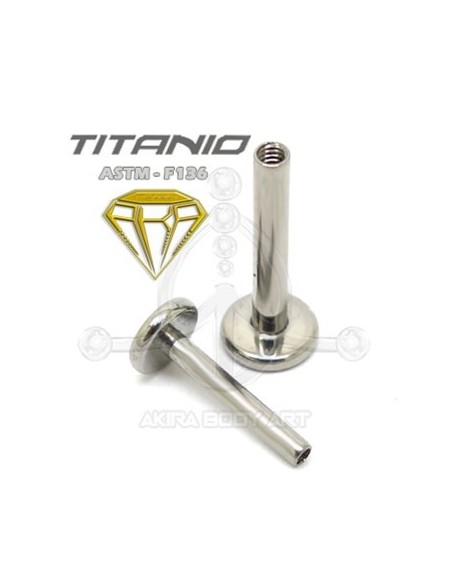 Barra de Labret Titanio. Rosca Interna