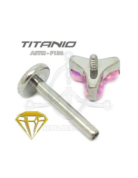 Labret TRES ÓPALOS (Titanio Rosca interna)