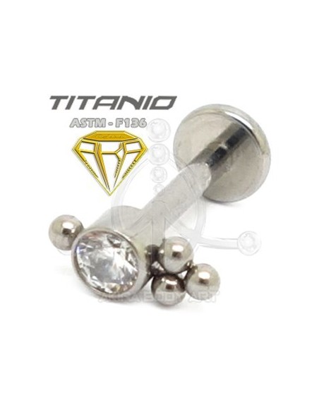 Labret JOYA con Bolas - Titanio (2)