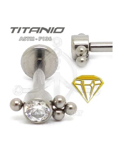 Labret JOYA con Bolas - Titanio (2)