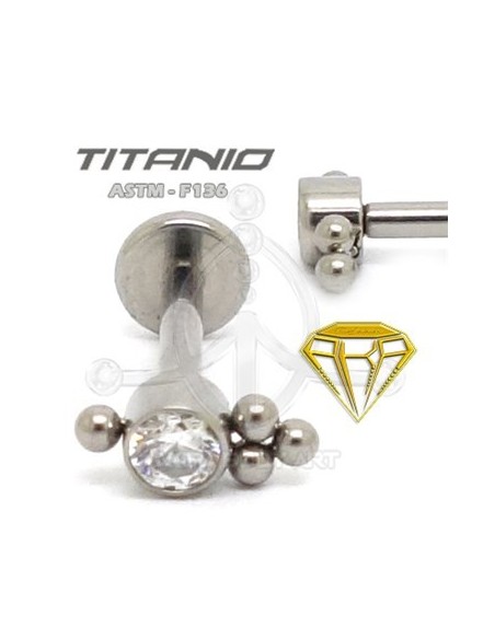 Labret JOYA con Bolas - Titanio (2)