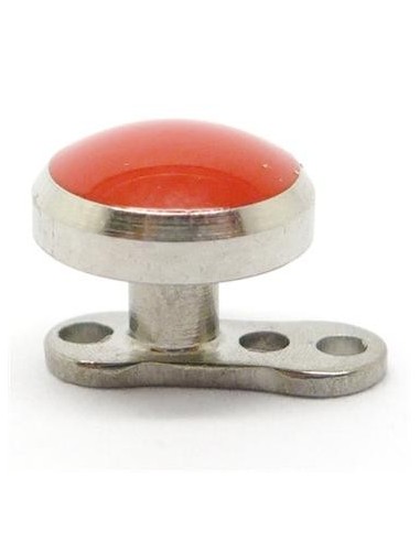 Microdermal de titanio media bola roja brillo