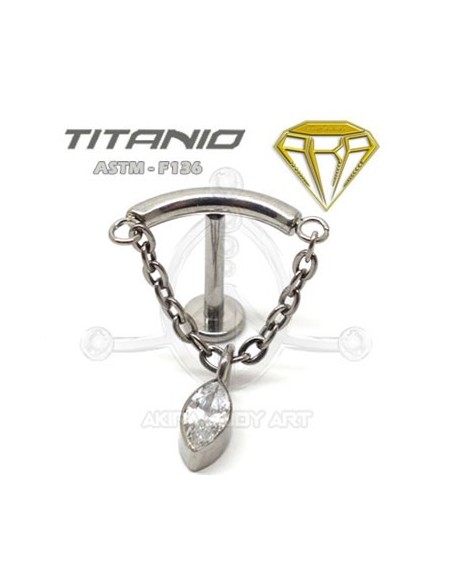 Labret barra con cadena - OJO DE CRISTAL