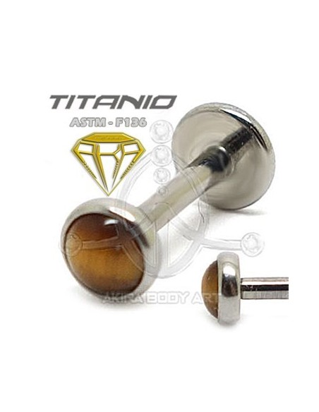 Labret titanio ROSCA INTERNA - OJO DE TIGRE