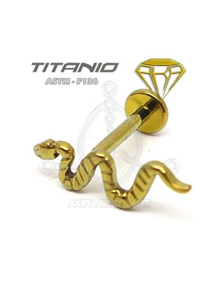 Labret Titanio - SERPIENTE (Anodizado Oro)